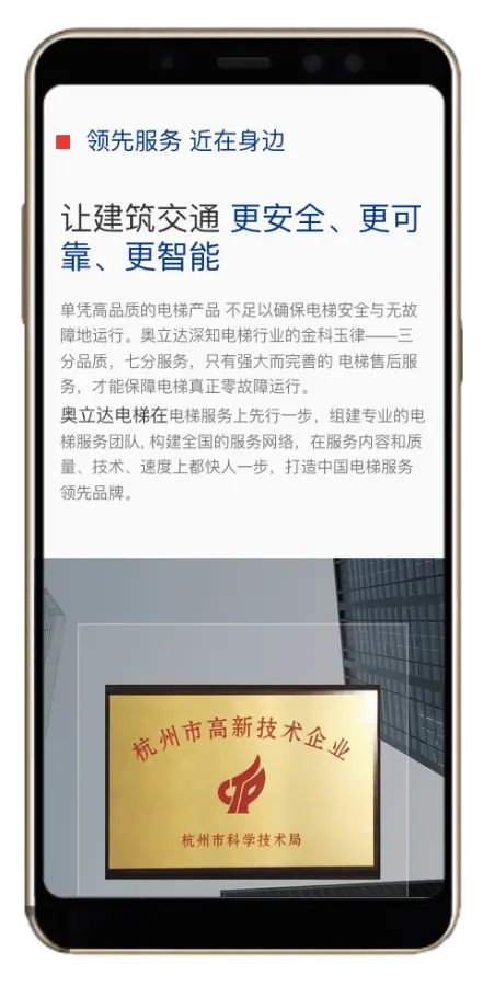 奥立达电梯网站案例展示 